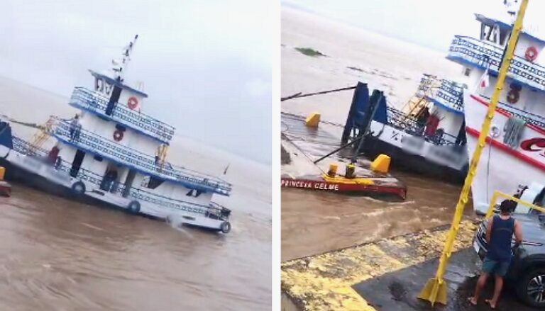 Vídeo de desespero: balsa cheia de seixo bate em balsa de passageiros no Amazonas; veja o vídeo